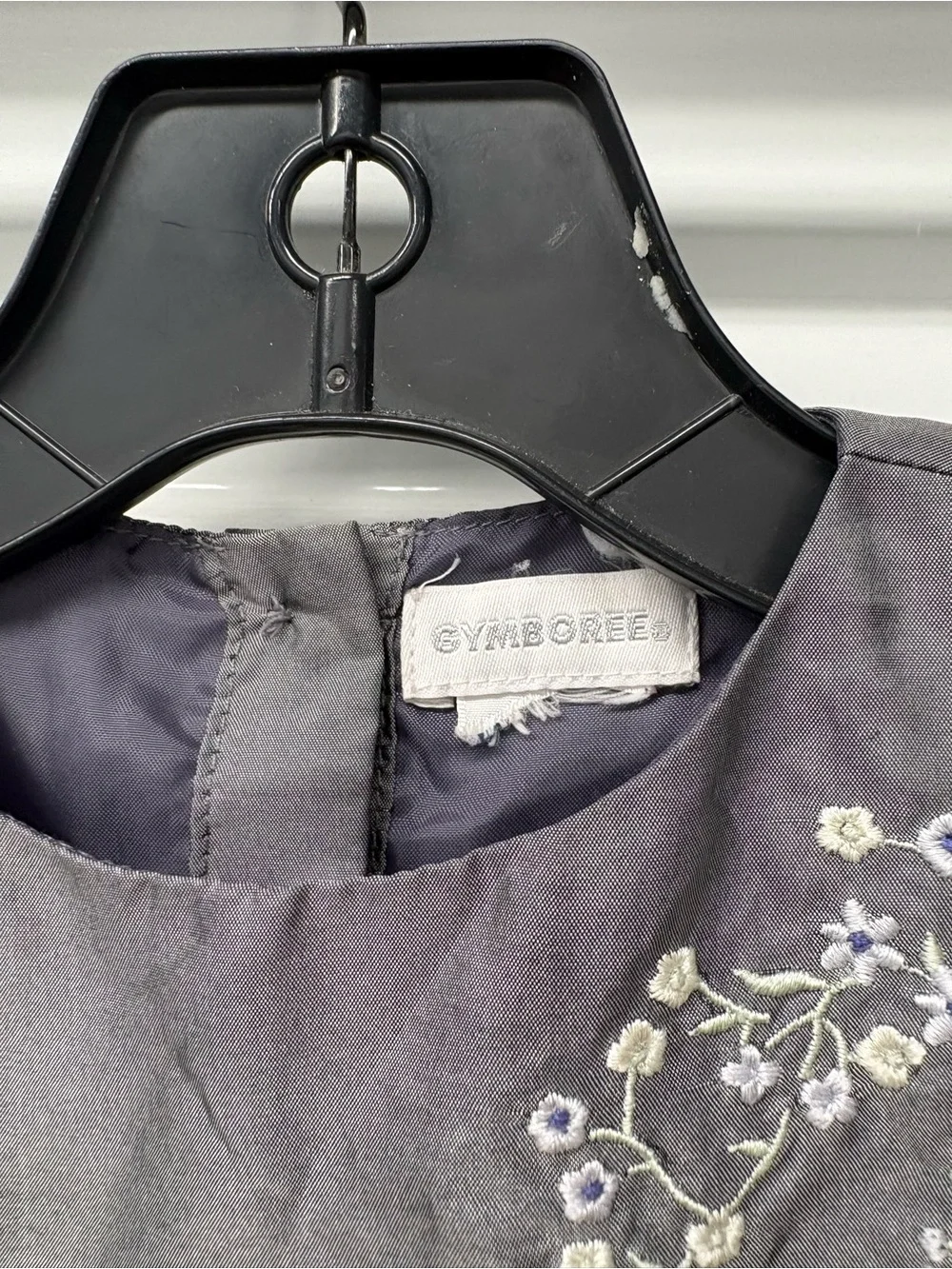 Gymboree Girls Gray A-Line Sleeveless Embroidered Button Back Dress
